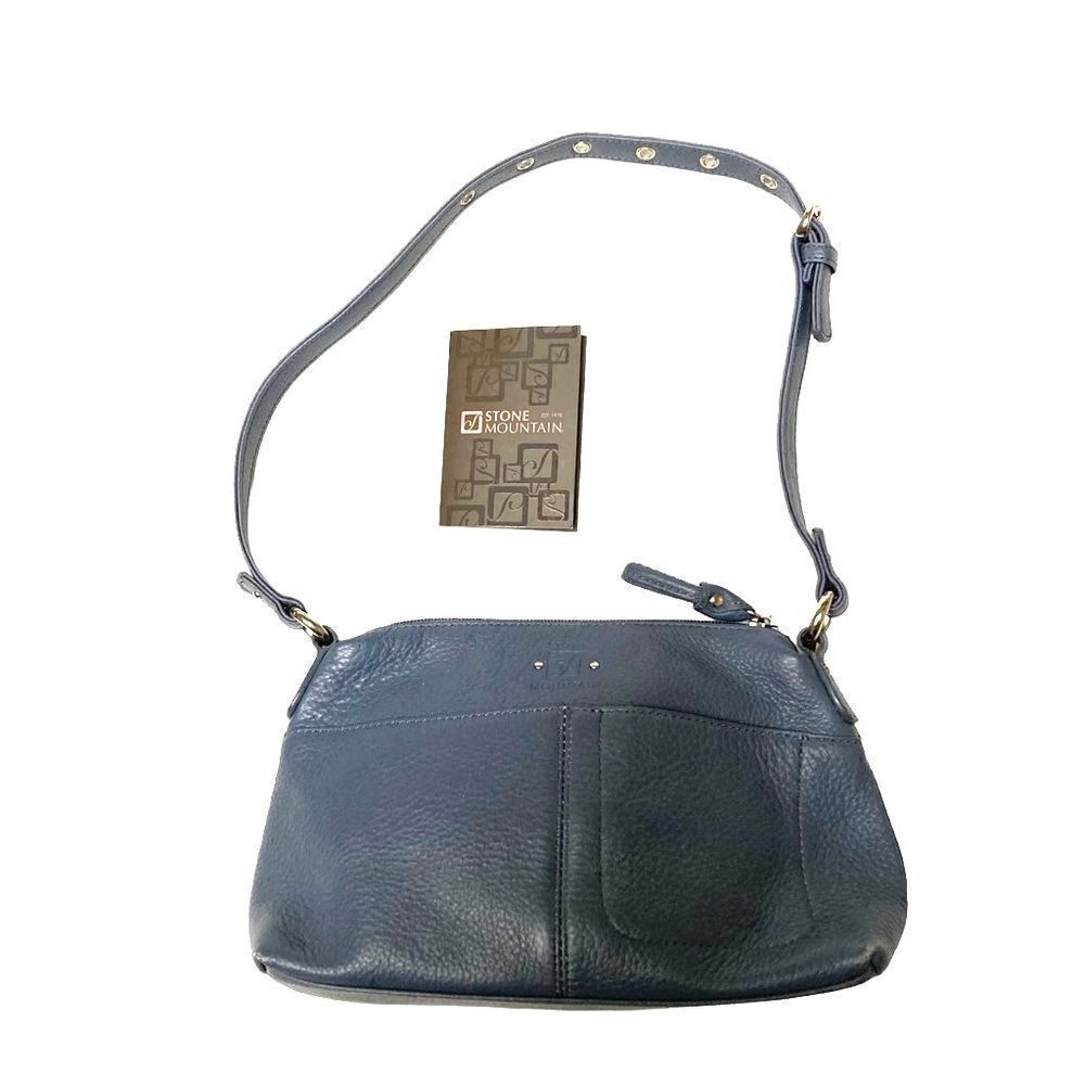 Stone Mountain blue gray leather, mini shoulder bag